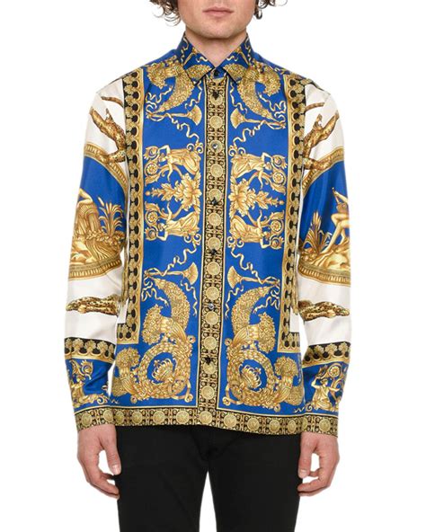 versace blue mens shirt|Versace style shirts for men.